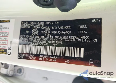 2002 Toyota Sequoia Limited V8 z USA, uszkodzony, nr VIN 5TDZT38A92S089242